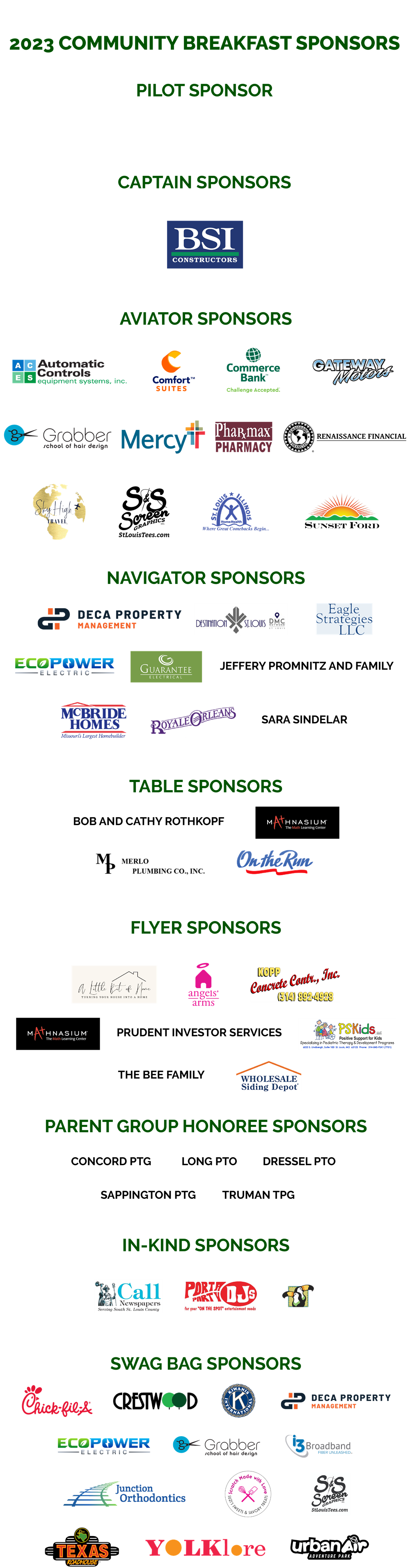 Community Breakfast Sponsors